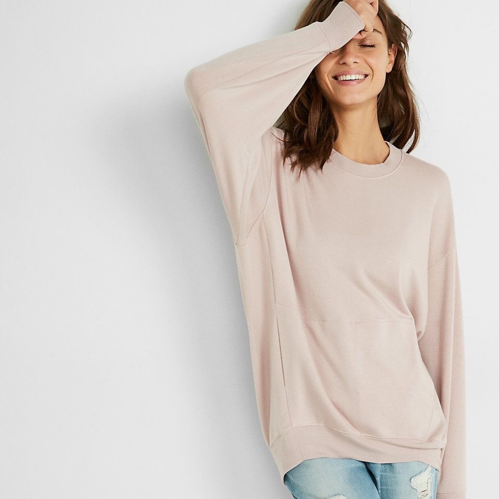 Express Light Pink Crew Neck Sweatshirt